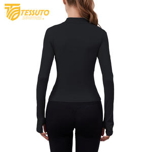 Women's Lightweight Long Sleeve UPF 50+ Hoodie Breathable Full Zip Winter Workout Sun Protection with <b>Stand</b> Collar - Product Image 3
