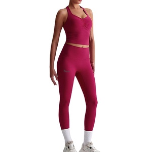 Women Two Piece Outfit <b>Cross</b> Strap Tank <b>Top</b> and Relaxed Fit Pants Set Soft Stretch Casual Summer Wear Set for Wholesale - Product Image 2