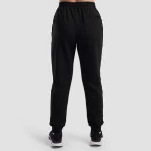 Joggers Varsity noirs en molleton 100 % coton avec plis et motifs, style décontracté chic, taille XL, imperméables, devant plat - Product Image 3