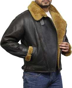 Blouson aviateur B3 pour homme avec col montant, fermeture éclair croisée, toile épaisse respirante et design chauffant pour l'hiver - Product Image 2