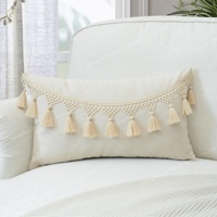 Personnalisé pas cher maroc bohème maison canapé décoratif jeter taie d'oreiller housse de coussin 45x45 avec glands