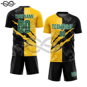 Maillot de football unisexe personnalisé à manches longues pour adulte, tenue de football d'équipe, imprimé par transfert thermique, col en V, 100 % polyester, France - Product Image 3