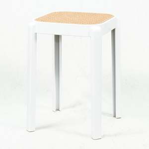 GAK659 Modern Square Ottoman Stackable <b>Portable</b> with Multi-Colored Plastic Legs Rattan Mesh Top for Home Bedroom Warehouse Use - Product Image 2