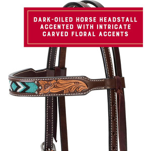 Calzones de cabeza de caballo con cuentas de diamante turquesa Caballos de cabeza de cuero Premium para caballos, tachuela occidental hecha a mano para Trail - Product Image 3