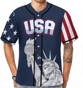 Uniformes de Béisbol Personalizados Azules con Botones, Impresión por Transferencia de Calor, 100% Poliéster, Secado Rápido, Transpirable, Unisex, para Softbol - Product Image 1