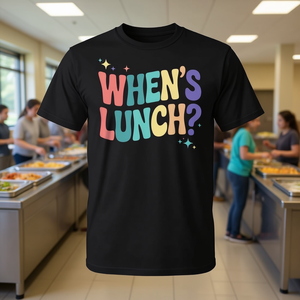 When's Lunch Cooking Lunch Lady Culinary Groovy T-shirt promozionale - Product Image 3