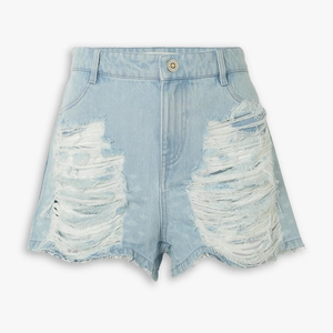 Ropa de calle de calidad superior para hombre 2025, pantalones cortos de mezclilla con cremallera y camuflaje desgastado lavados personalizados OEM con servicio - Product Image 1