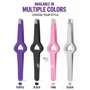Pinzas para Cejas Color Púrpura, Acero Inoxidable, Punta Inclinada, Herramienta de Belleza para Depilación de Precisión, Agarre en Forma de Corazón Antideslizante - Product Image 5