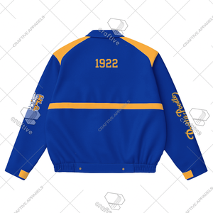 Sigma Gamma Rho Custom Greek Apparel Chaqueta de carreras de cuero PU Premium con logotipo personalizado Chaqueta de carreras para mujer - Product Image 2