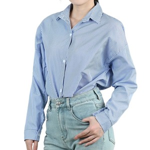 Camisas de mujer de diseño de verano personalizadas de secado rápido de manga completa 100% camisas de algodón orgánico camisas casuales con cuello vuelto - Product Image 6