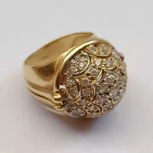 Anillo de oro amarillo sólido de 18 quilates con anillo de compromiso de cúpula de diamante pavé de diamante de corte redondo Natural de 2,40ct para regalo de bodas - Product Image 5