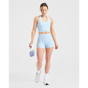 Haute qualité Pastel bleu femmes Halternack haut court extensible et beurre doux léger Fitness entraînement haut court t-shirts pour les femmes - Product Image 5