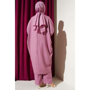 Kimono floral en tulle 3 pièces ensemble rose poussiéreux - Product Image 4