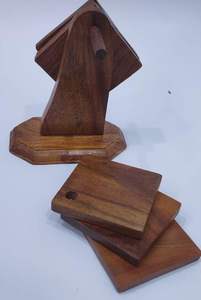 Juego de 6 posavasos de té con soporte de madera | Posavasos de té de cometa Sheesham con soporte | Mesa decorativa de comedor, té y café - Product Image 4