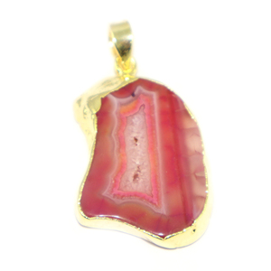 Pendentif en forme fantaisie en agate druzy géode unique, pierre précieuse, plaqué or 22 carats, métal en laiton, bijoux à la mode pour femmes - Product Image 1