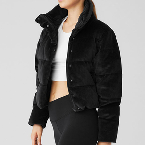 Chaqueta acolchada corta de gran tamaño con logotipo personalizado OEM para mujer, Abrigo acolchado de PANA con cuello alto y cremallera oculta personalizado para mujer - Product Image 2