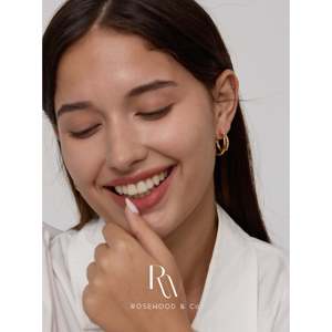 Pendientes de Aro de Doble Capa con Baño de Oro y Circonitas, Estilo Huggie Doble, Regalo para Ella - Product Image 2