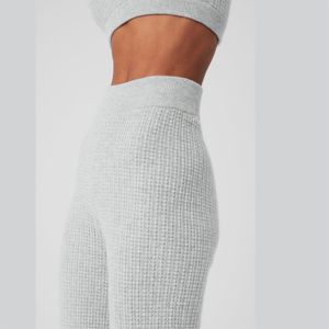 Women High-Waisted Knit Lounge Pants | Comfortable and Breathable Stretch Lounge Pants with Elastic Waist Ideal for Casual - Product Image 5