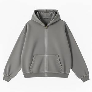 Sweat à capuche zippé pour homme de qualité supérieure, sur mesure, délavé à l'acide, uni, respirant, lourd, vintage, avec échantillon gratuit - Product Image 4