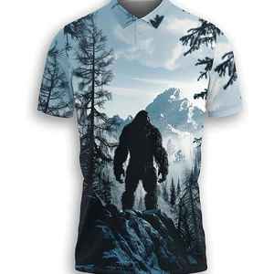 Men's Bigfoot Graphic Polo <b>Shirt</b> <b>Funny</b> Short Sleeve Casual Cotton Blend Custom Logo Printed Top - Product Image 6