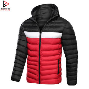 Manteau d'hiver léger et personnalisable pour homme, veste matelassée fine, col montant, à capuche, réversible, coupe-vent, style urbain, OEM - Product Image 6