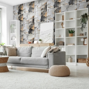 Azulejos de Porcelana Indios Elegantes y Confiables de 60x60cm - Diseño Moderno de Alta Calidad con Alto Brillo para Baños y Centros Comerciales - Product Image 1