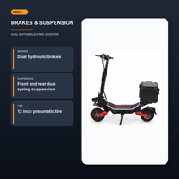 Trottinette électrique double 3000W, batterie 60V 23Ah, autonomie 60KM, vitesse 75KMH, pneus pneumatiques 12 pouces, freins hydrauliques, entrepôt Europe