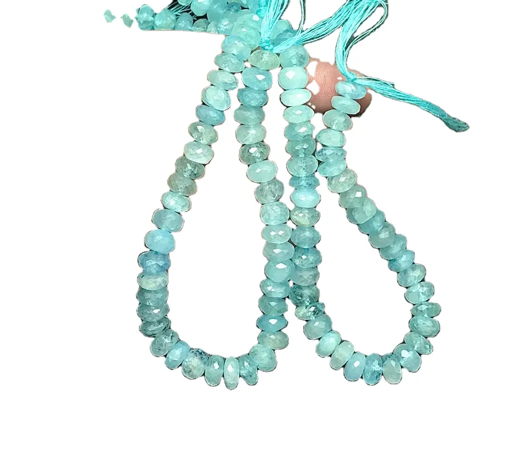 Natural Blue aquamarine Rondelle Beads Good Quality Hand Faceted