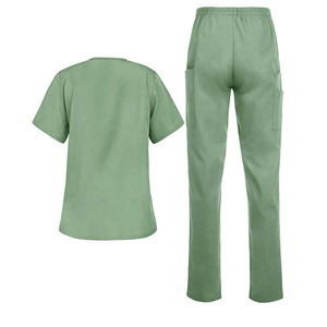 Uniforme médico de enfermera para mujer, conjunto de pantalones y camisa con bolsillos y cuello en V para hospital - Product Image 2