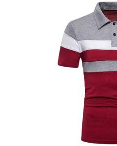 Camiseta Polo Personalizada para Hombre, Color Granate, Gris y Blanco a Rayas, Manga Corta, Algodón Piqué, Informal, para Golf, Oficina - Product Image 2