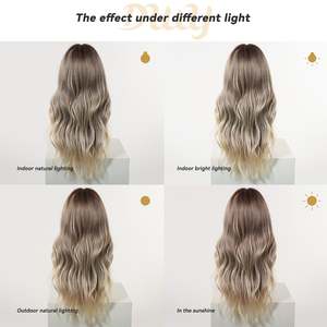 Taylor C-DWY 24-Inch <b>Long</b> Wave Glueless Synthetic <b>Wig</b> Bionic Silk Top Smoky Balayage Blonde New Technology! - Product Image 6