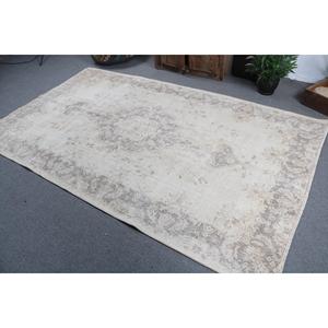 Alfombra Vintage, Alfombra Turca Grande de 5.4x9 pies, Alfombra de Lana Blanca Gris Ombré - Product Image 4