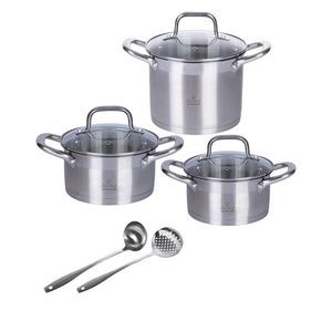 Set di Pentole dal Design Minimalista in 8 Pezzi, Acciaio Inox 18/0 per Induzione, Casseruola Inox SChef per Cucina Domestica, Titanio Personalizzato - Product Image 1