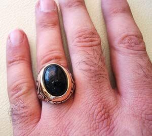 Wholesale <b>Men</b> <b>Ring</b> Natural <b>Black</b> <b>Onyx</b> Gemstone December Birthstone Father's Day Christmas Gift Jewelry 925 Sterling Silver <b>Ring</b> - Product Image 3