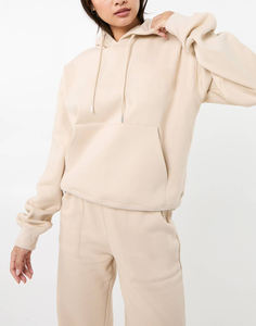 Sudadera con Capucha de Forro Polar de Algodón Lisa de Alta Calidad, con Bolsillo Tipo Canguro, Logotipo Personalizado, Ropa Deportiva para Mujer - Product Image 4