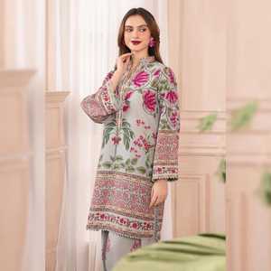 ชุดเดรสยาวสไตล์วินเทจแบบ Salwar Kameez สำหรับผู้หญิง ลายเรียบง่าย เหมาะสำหรับงานอีด งานปาร์ตี้ ตกแต่งด้วยลูกไม้ ปักเลื่อม และกระดุม - Product Image 6