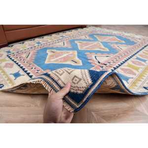 Tapis de 5,9 x 8 pieds, tapis turc vintage, tapis persan bleu rose - Product Image 3