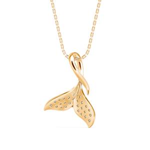 Collar con Colgante de Cola de Sirena con Diamante Cultivado en Laboratorio de Corte Redondo en Oro Sólido de 14k, Certificado IGI, Fabricante de Joyería Fina de la India - Product Image 4