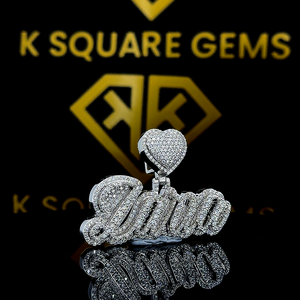Pendentif Hip Hop personnalisable en argent 925 pour homme, avec moissanite brillante taille ronde et lettres personnalisées pour enfant - Product Image 3
