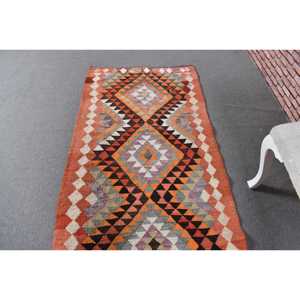 พรมขนาด 3.1x11.4 ฟุต, พรมวินเทจตุรกี, พรมขนสัตว์คิลิมสีส้ม - Product Image 4
