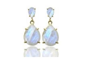 ใหม่มาถึงรุ้งมูนสโตนพลอย925เงินสเตอร์ลิงรอบและลูกแพร์รูปร่างต่างหู - Product Image 1