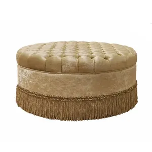 New Arrivals Round Ottoman Furniture With Luxury Style use Gold Fabric for Hotel Projects Furniture