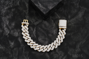 Pulsera Cubana Chapada en Oro de 10K/14K y Plata, con Diamantes Naturales Cultivados en Laboratorio, Corte Brillante, Joyería Hip Hop, Personalizable, Unisex, Luxira - Product Image 2