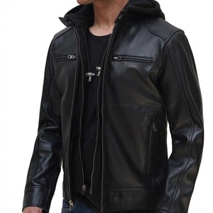 Logo personnalisé veste en cuir noir véritable de haute qualité pour hommes vêtements d'extérieur nouvelle veste de moto pour hommes - Product Image 3