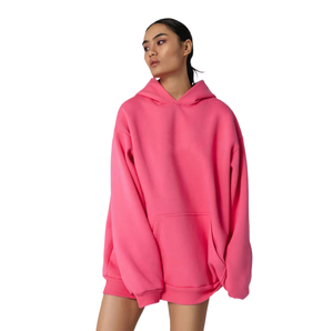 Sudaderas con capucha de talla grande personalizadas para mujer, Sudadera larga de lana de poliéster y algodón de alta calidad, Sudadera con capucha estampada para mujer - Product Image 3