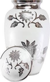 Urna Funeraria de Aluminio para Adultos, Diseño Moderno, Metal Blanco, Memorial para Cenizas, Diseño en Relieve, Urna de Metal Hecha a Mano - Product Image 2