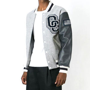 Veste de baseball brodée en chenille 100% laine de haute qualité pour hommes, manches en cuir vintage avec col montant, style veste universitaire - Product Image 5