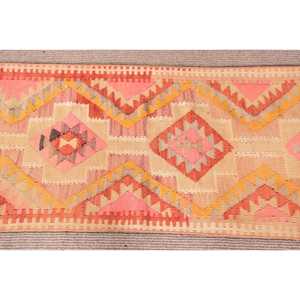 Tapis turc vintage 2x10,6 pieds, tapis en laine camouflage orange rose - Product Image 4