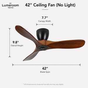 Ventilateur de plafond à profil bas de 42 pouces en stock aux États-Unis, sans lumière, en bois massif, avec télécommande, moteur DC silencieux pour chambre à coucher et salon - Product Image 5