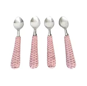 Cubiertos de lujo seguros para alimentos, mango de ratán de acero inoxidable, 2 tenedores, 2 cuchillos y 1 cuchara, juego de cubiertos - Product Image 5